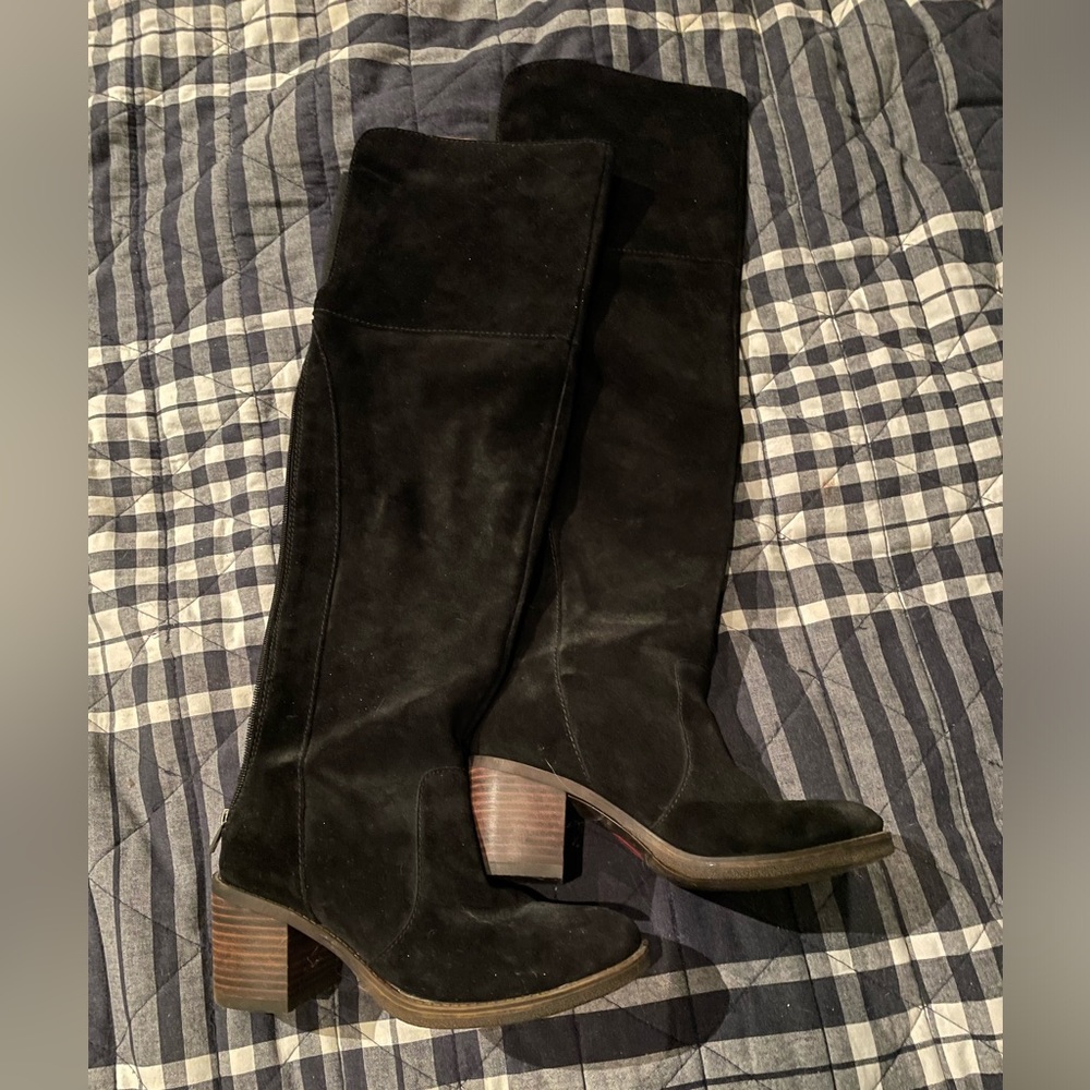 Thigh High Black Boots, Like New. Lucky Brand.